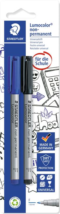 Actual product image Magni Lumocolor F non-permanent blue/black markers (2x)