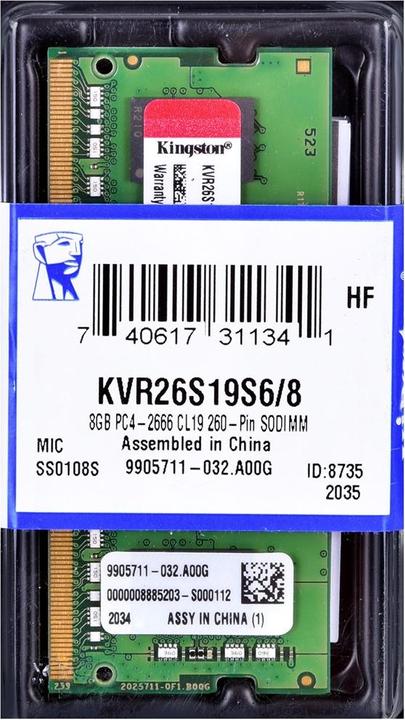 Image du produit Kingston ValueRAM (1 x 8GB, 2666 MHz, RAM DDR4, SO-DIMM)