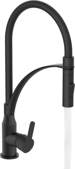 Actual product image Eisl Kitchen tap CARNEO Sink mixer Black matt Black Spray Pull-out Swivelling NI183CARB