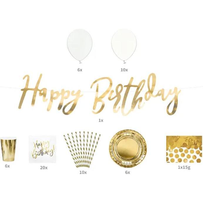 Partydeco Party Dekorationsset Gold Geburtstagsdeko (60 Stk.) (SET14-EU2)