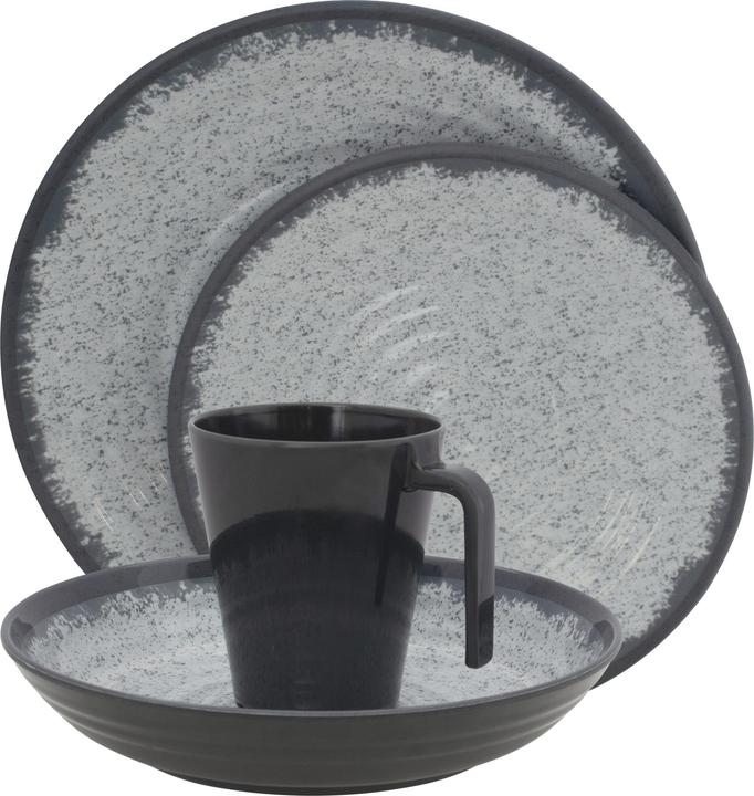 Eurotrail Speise-Service Rock Melamine 16 Stück, Anthrazit