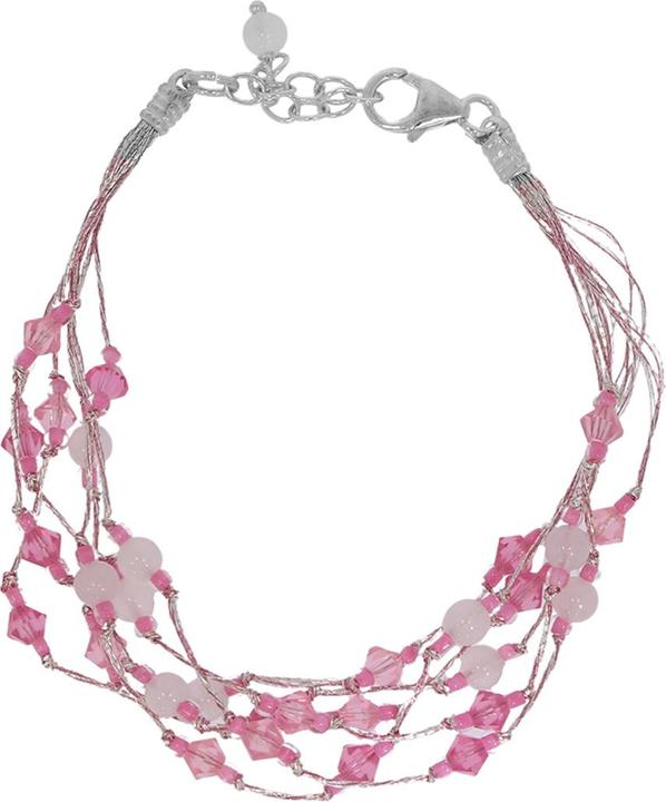 Actual product image Luxxos Set "with necklace earrings and bracelet with rose quartz". (925 Sterling silver)