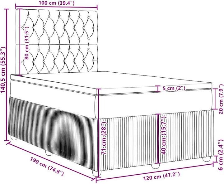 Produktbild vidaXL Boxspringbett (120 x 190 cm)