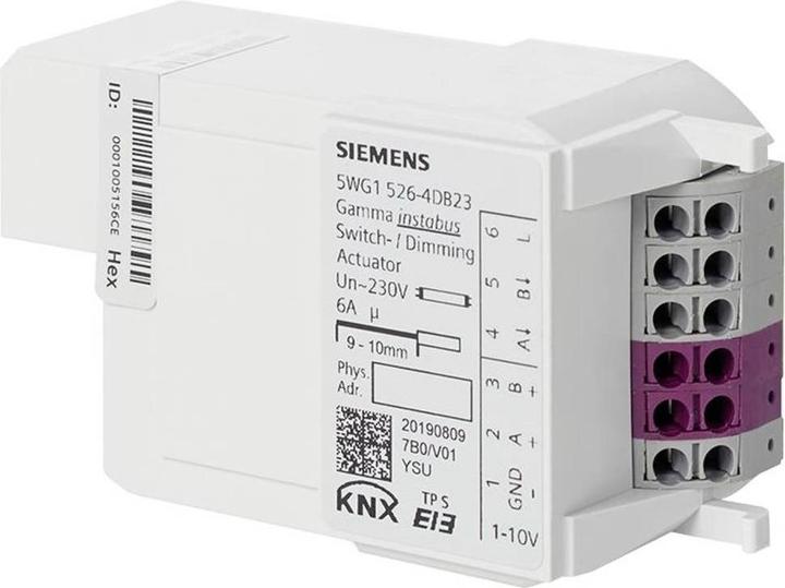 Actual product image Siemens SIEM switching/dimming actuator 5WG1526-4DB23RL526D23 2x AC 230V, 10A, 1...10V (Dimming actuator, Switch actuator)
