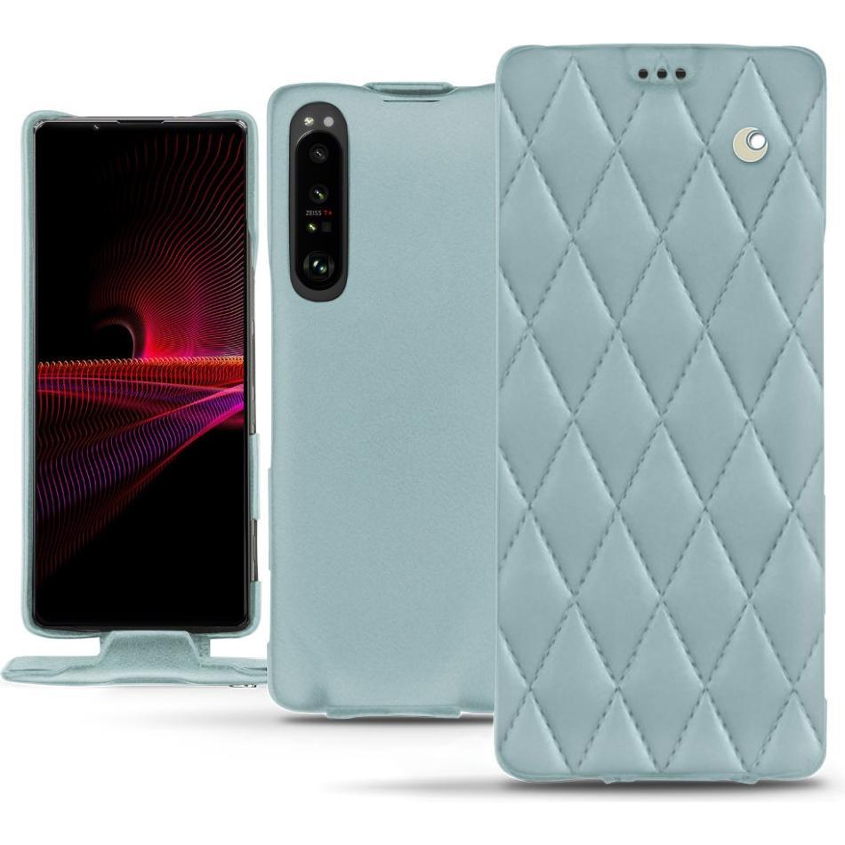 Noreve Lederschutzhülle vertikal (Sony Xperia 1 III), Smartphone Hülle, Blau