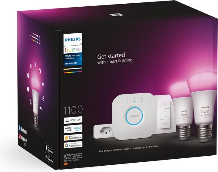 Actual product image Philips Hue Starter set White & Color Ambiance, 2 x E27, 75 W, Bridge (E27, 800 lm, 2x)