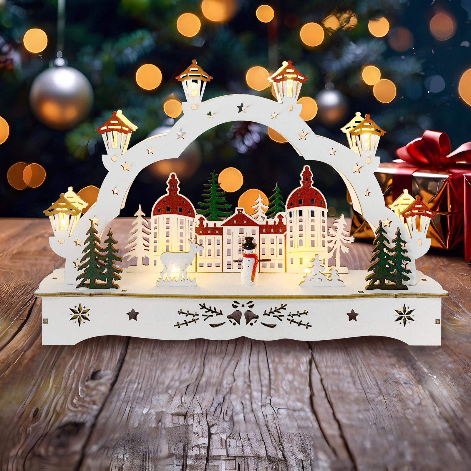 Thumbnail - HTI-Living, Weihnachtsbeleuchtung, Lichterbogen in modernem Weiss Winterschloss