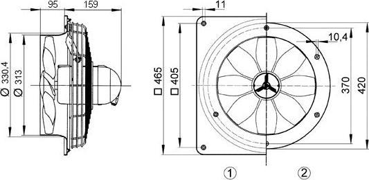 Produktbild Maico MAI DZS 30/4 B E Ex e Axialwandventilator, Stahlring, Drehstrom, Ex-Schutz, DN30