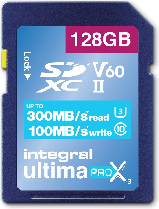 Image du produit 128GB ULTIMAPRO X3 UHS-II V60 Professional Grade SD Card Up to 300MB/s Read & 100MB/s Write (128 Go, SD, U3, UHS-II)