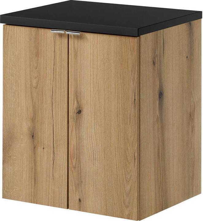 Actual product image En.Casa Waschtischunterschrank Skelbolu 50x60x40cm Eicheoptik/Schwarz