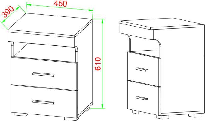 Produktbild VCM Nachtschrank Beistelltisch Drehtür Konsole Boxspring Nachttisch Slepal M (45 x 45 x 61 cm)