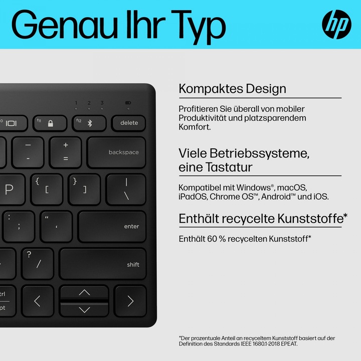 Productafbeelding HP 355 Compact Bluetooth-toetsenbord voor meerdere apparaten (NL, Draadloze)