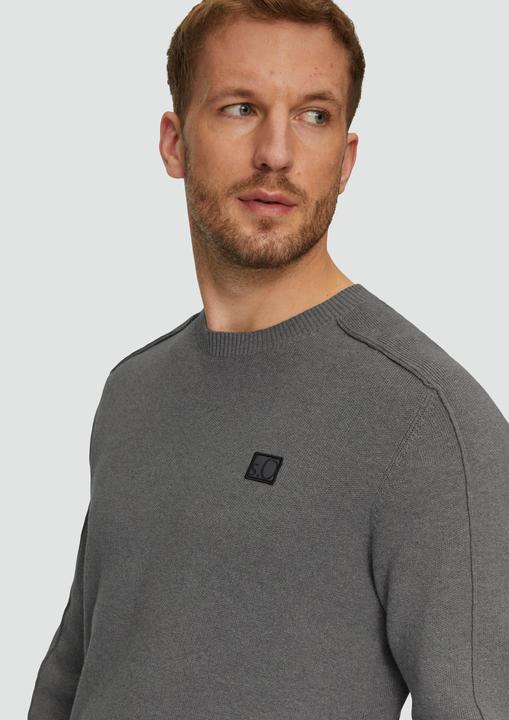 Produktbild s.Oliver Strickpullover Strickpullover mit Nahtdetails und Logo (M)