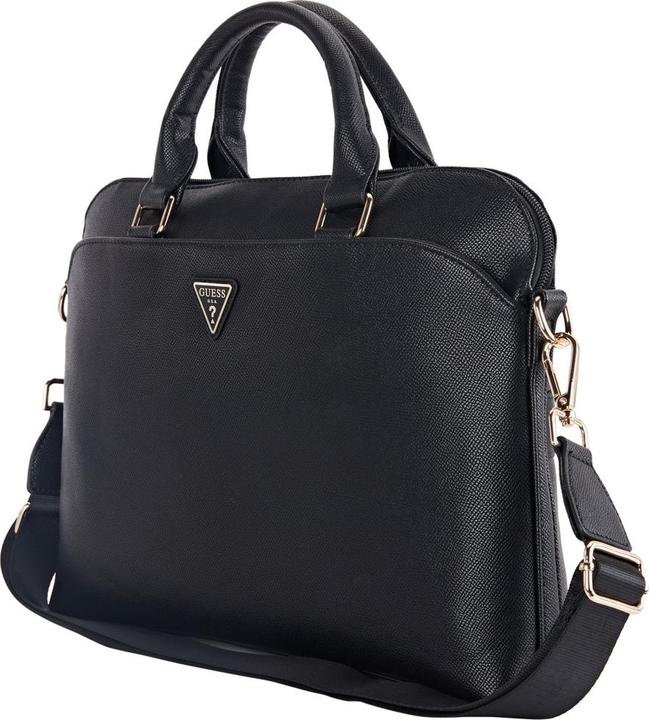 Actual product image Guess Bag Grained Zipper Pocket Triangle Logo 15" black (15")