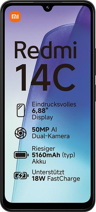 Actual product image Xiaomi Redmi 14C (256 GB, Midnight Black, 6.88", Dual SIM, 4G)