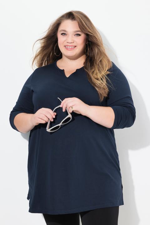 Actual product image Ulla Popken Notch Neckline Long Sleeve Knit Tunic (68)