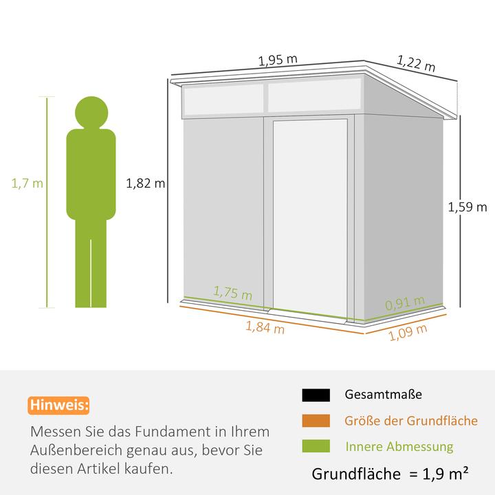 Actual product image Outsunny Gerätehaus Stahl Dunkelgrau