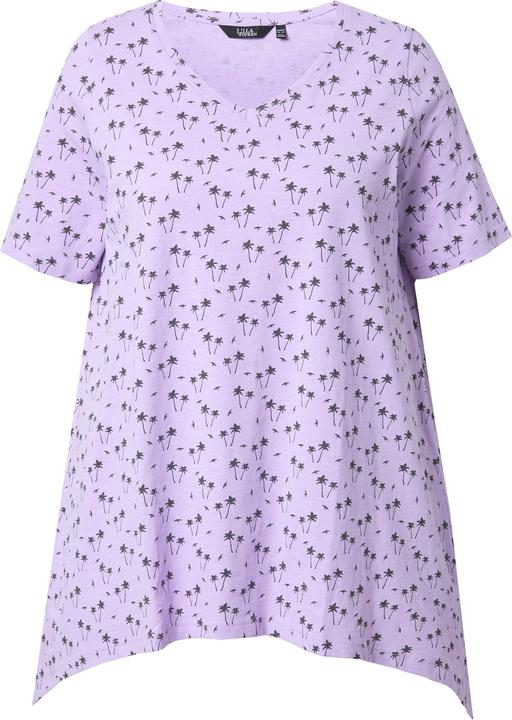 Actual product image Ulla Popken Palm Tree Print Pointed Hem Tee (58)