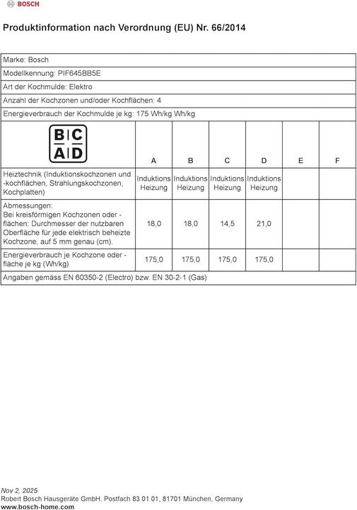 Image du produit Bosch Hausgeräte PIF645BB5E (58.30 cm, Table de cuisson à induction)