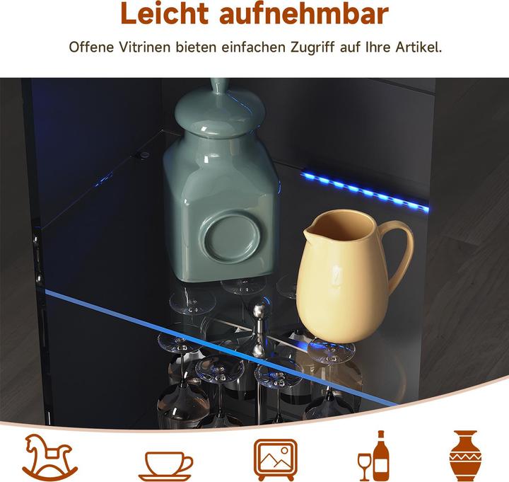 Produktbild SONNI Vitrine mit LED-Beleuchtung (55 x 35 x 172 cm)