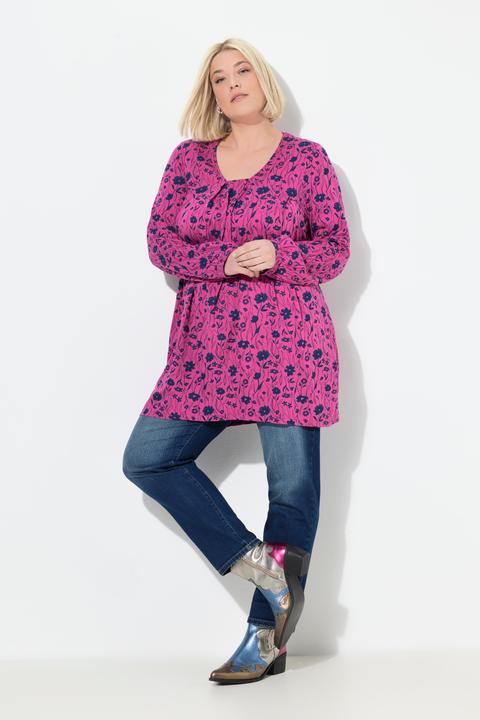 Produktbild Ulla Popken Shirt, Zierfalten, A-Linie, Carree-Ausschnitt, Langarm (60)