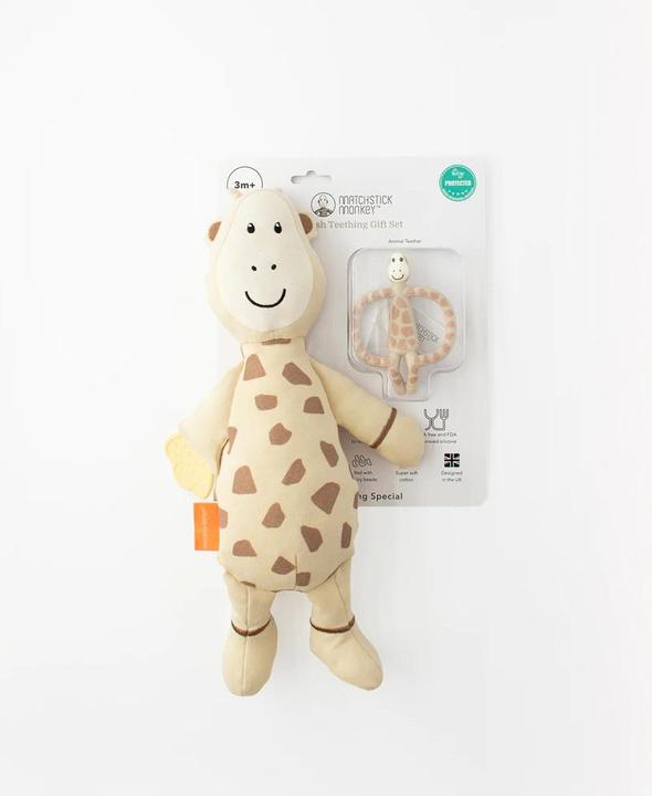 Produktbild Matchstick Monkey Geschenkset? Beissring & Plüschtier mit Beissapplikation (3 Monate)