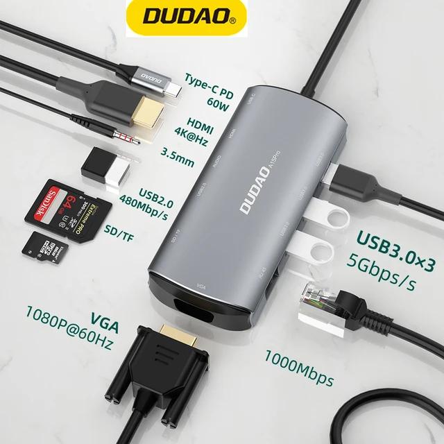 Actual product image Dudao 11in1 multifunctional HUB USB Type C - USB Type C PD 60 W / HDMI / 3.5 mm mini jack / 1x USB 2 (USB-C, 11 ports)