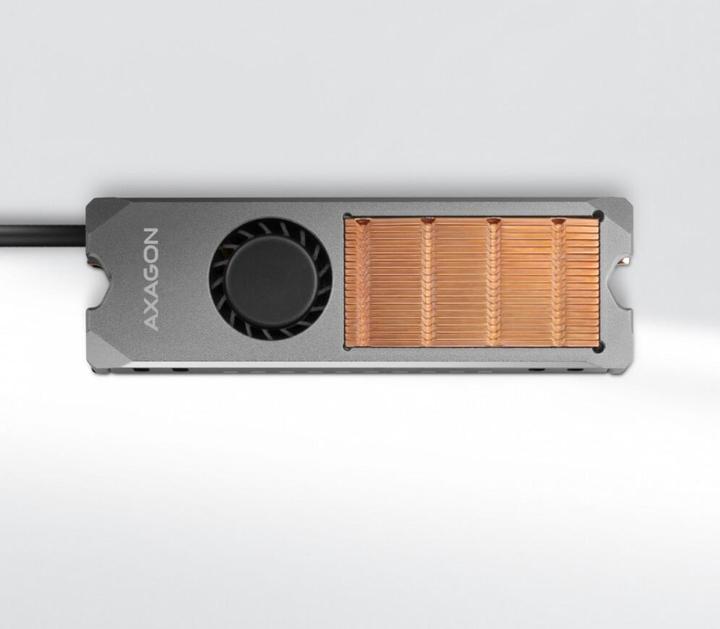 Productafbeelding Axagon CLR-M2FAN computerkoelingssysteem Solid-state drive Heatsink/Radiatior Grey 1 pc(s)