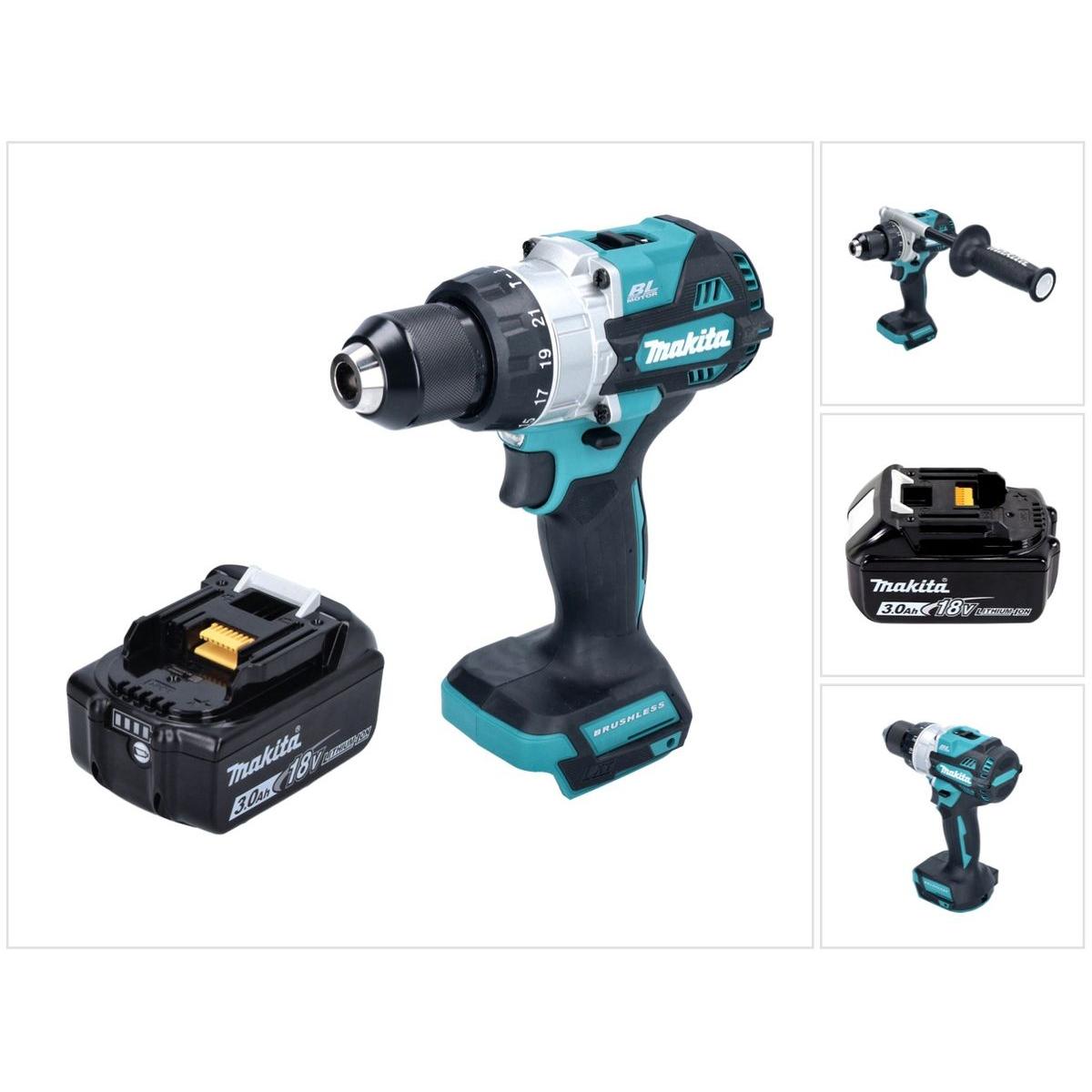 Makita, Bohrmaschine + Akkuschrauber, DHP 486 F1 Akku Schlagbohrschrauber 18 V 130 Nm Brushless + 1x Akku 3,0 Ah - ohne ...
