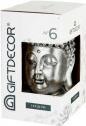 Giftdecor testa di buddha in resina argentata (14 x 17 x 25 cm)