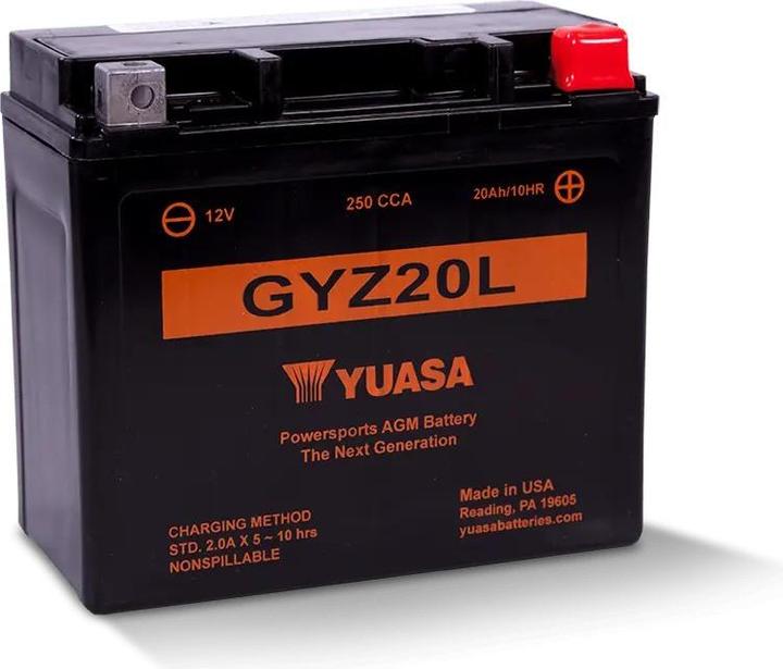 Actual product image Yuasa GYZ20L AGM motorbike battery 20Ah 12V YTX20L-BS (DIN 82000) (12 V, 20 Ah, 320 A)