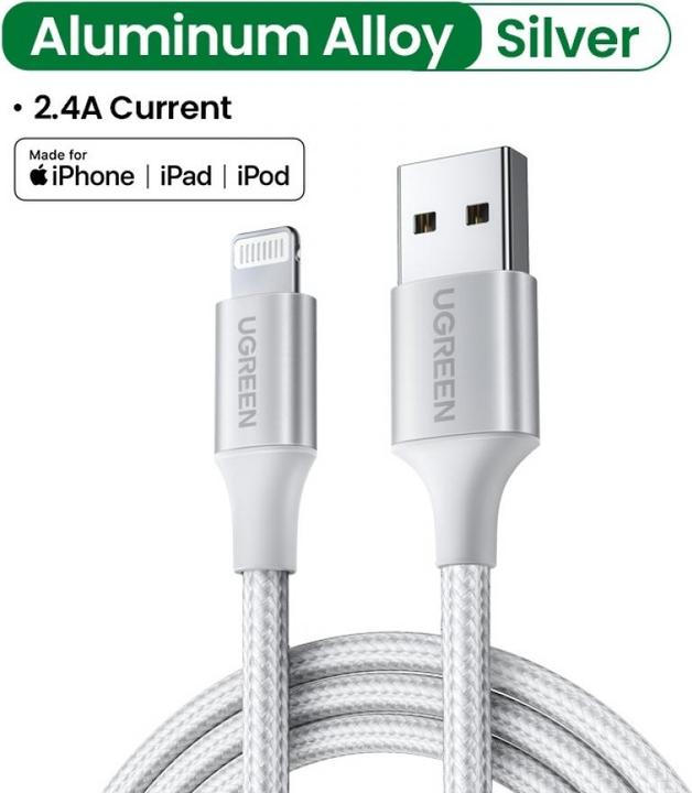 Produktbild Ugreen Lightning USB Nylon Alu MFi (1.50 m)
