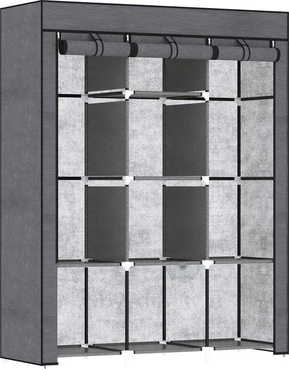 Homcom Stoffschrank Stahl, Vliesstoff Dunkelgrau (125 x 43 x 162.5 cm)
