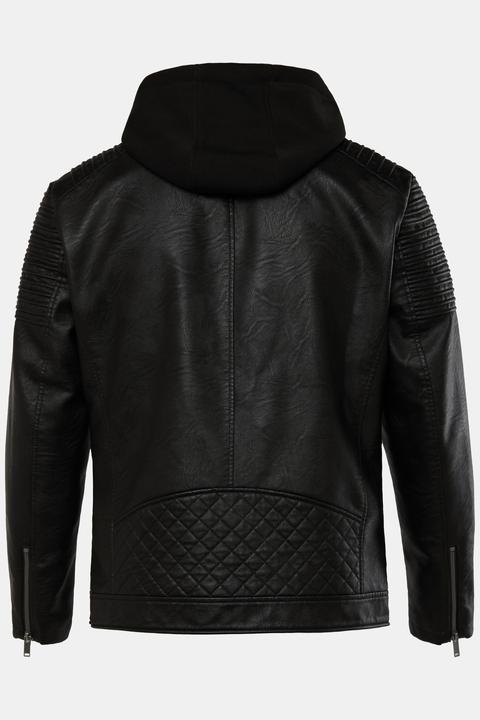 Immagine prodotto Men+ Bikerjacke, Lederoptik, Jersey-Kapuze (L)
