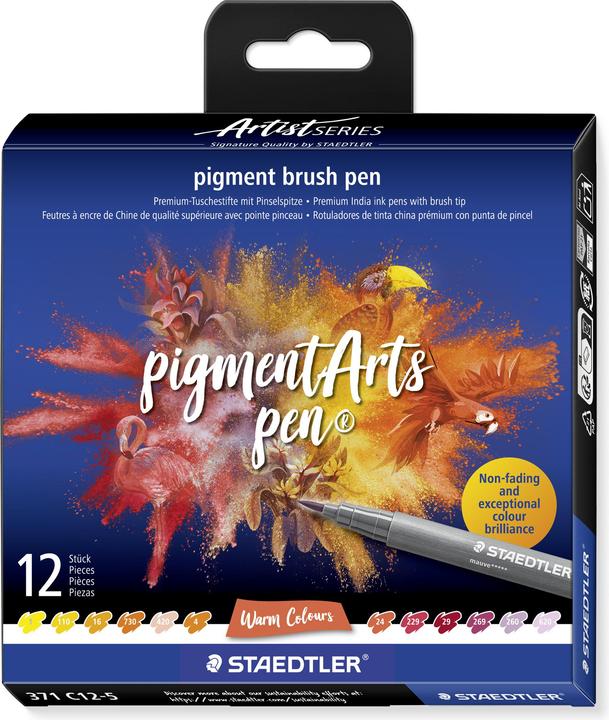 Actual product image Staedtler Fibre-tip pens Pigment Arts Brush Pen Warm Colours (12x)