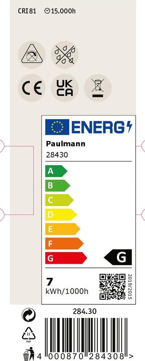 Energie-Label Paulmann Reflektor 3er Set (GU10, 6.50 W, 425 lm, 1 x, G)