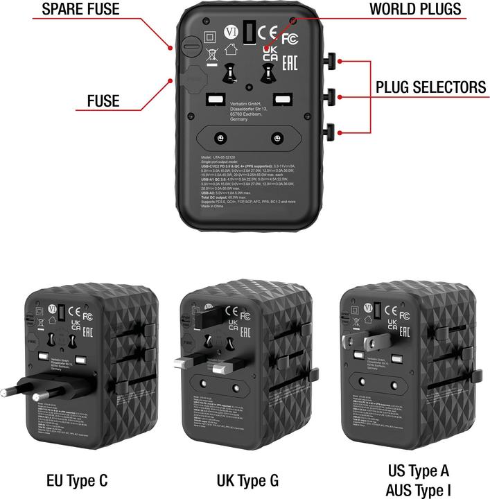 Actual product image Verbatim Universal travel adapter
