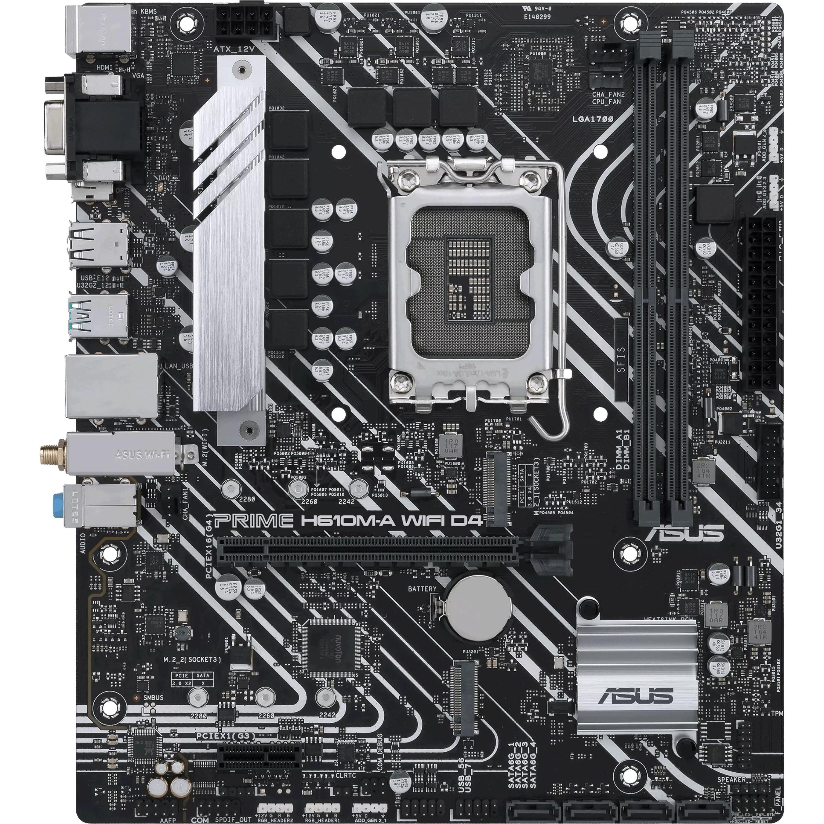ASUS PRIME H610M-A WIFI D4 (LGA 1700, Intel H610, mATX), Mainboard