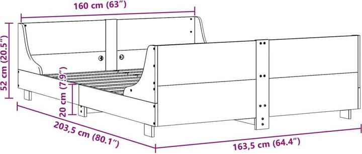 Actual product image vidaXL Bettrahmen (160 x 200 cm)