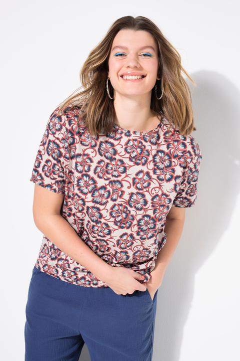 Actual product image Studio Untold Floral Print Short Sleeve Crew Neck Tee (54)