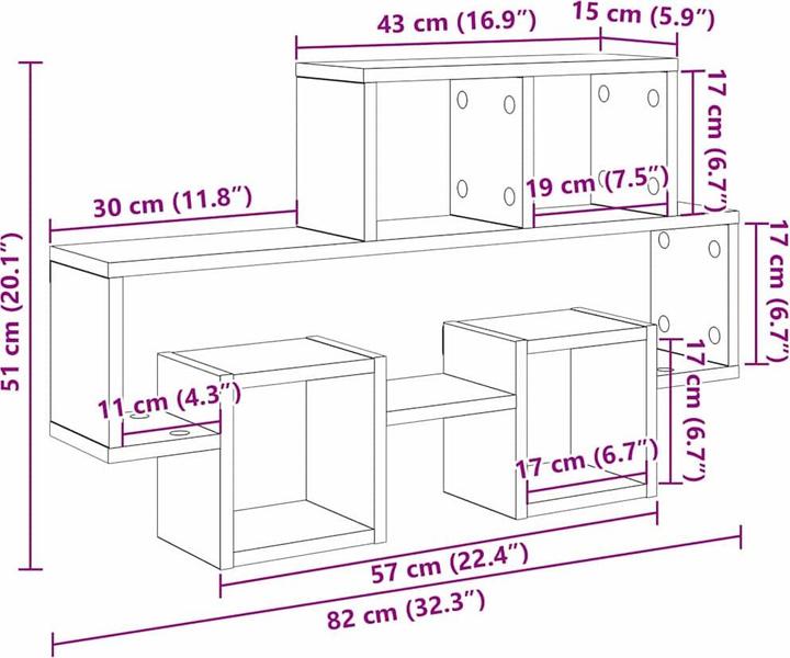 Immagine prodotto vidaXL Scaffale a muro (82 x 15 x 51 cm)