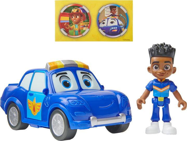 Produktbild Spin Master Disney Junior Firebuds, Jayden und Piston, Actionfigur und Spielzeugpolizeiauto mit interaktiver Aug