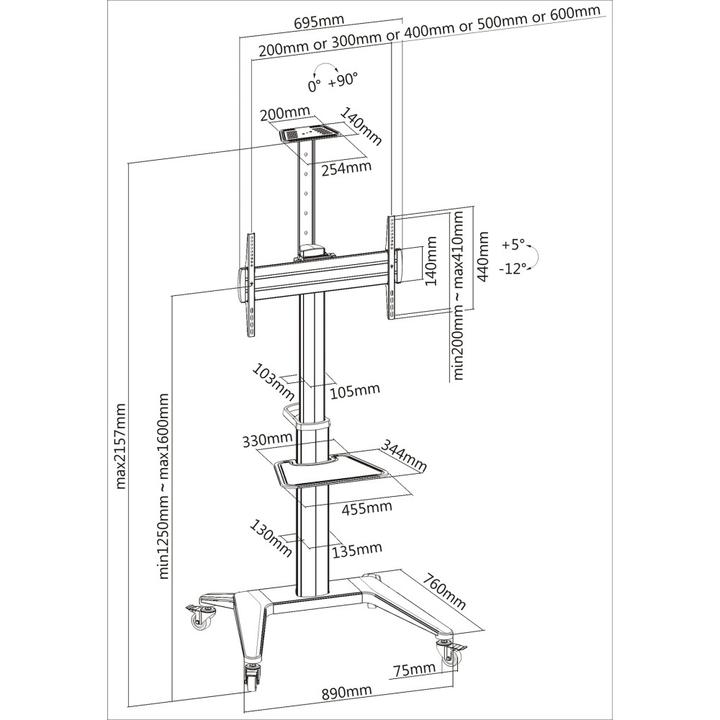 Produktbild Techly ICA-TR48W (70 kg, 37" - 70")