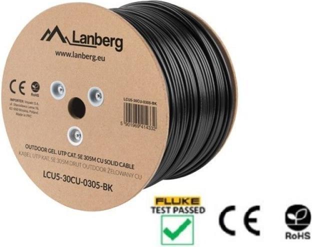 Actual product image Lanberg LCU5-30CU-0305-BK Network cable U/UTP (UTP) (U/UTP, CAT5e, 305 m)