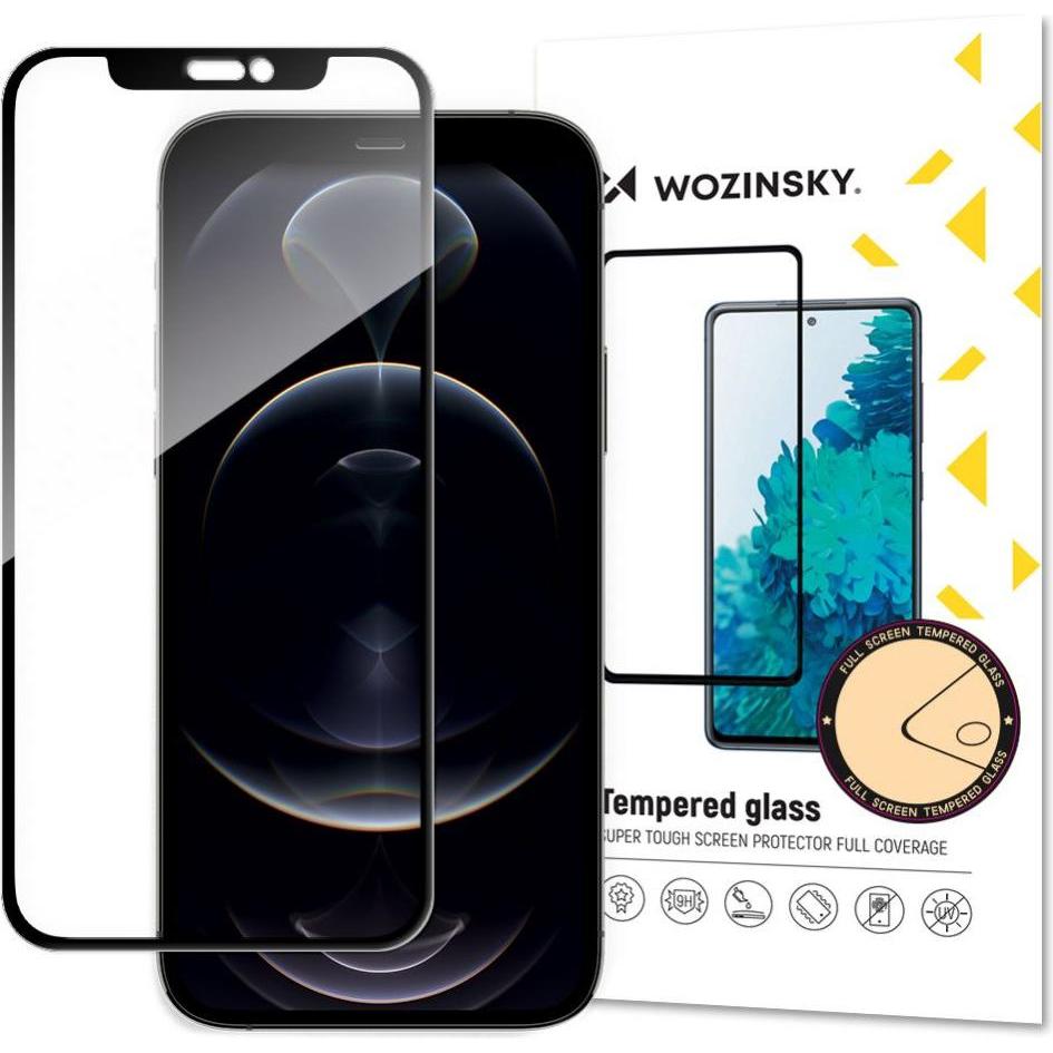 Wozinsky Tempered Glass Full Glue Super Tough Screen Protector Full Coveraged with Frame Case Friend (1 Stück, Apple iPh...