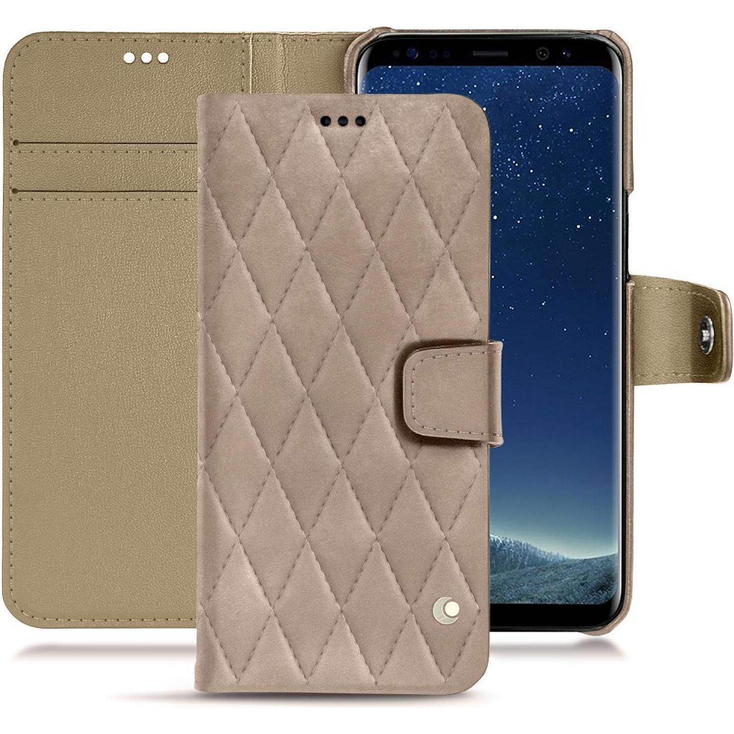 Noreve Lederschutzhülle Wallet (Samsung Galaxy S8+), Smartphone Hülle, Beige