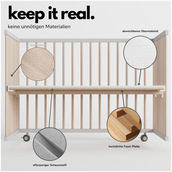 Image du produit Sämann Parc Premium avec barreaux amovibles (120 cm, 120 cm, Hêtre)