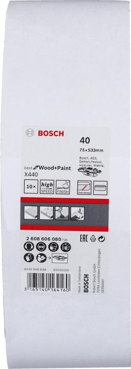Produktbild Bosch Professional Zubehör Schleifblatt C430, 115 x 280 mm, 40, ungelocht, gespannt, 10er-Pack (60)