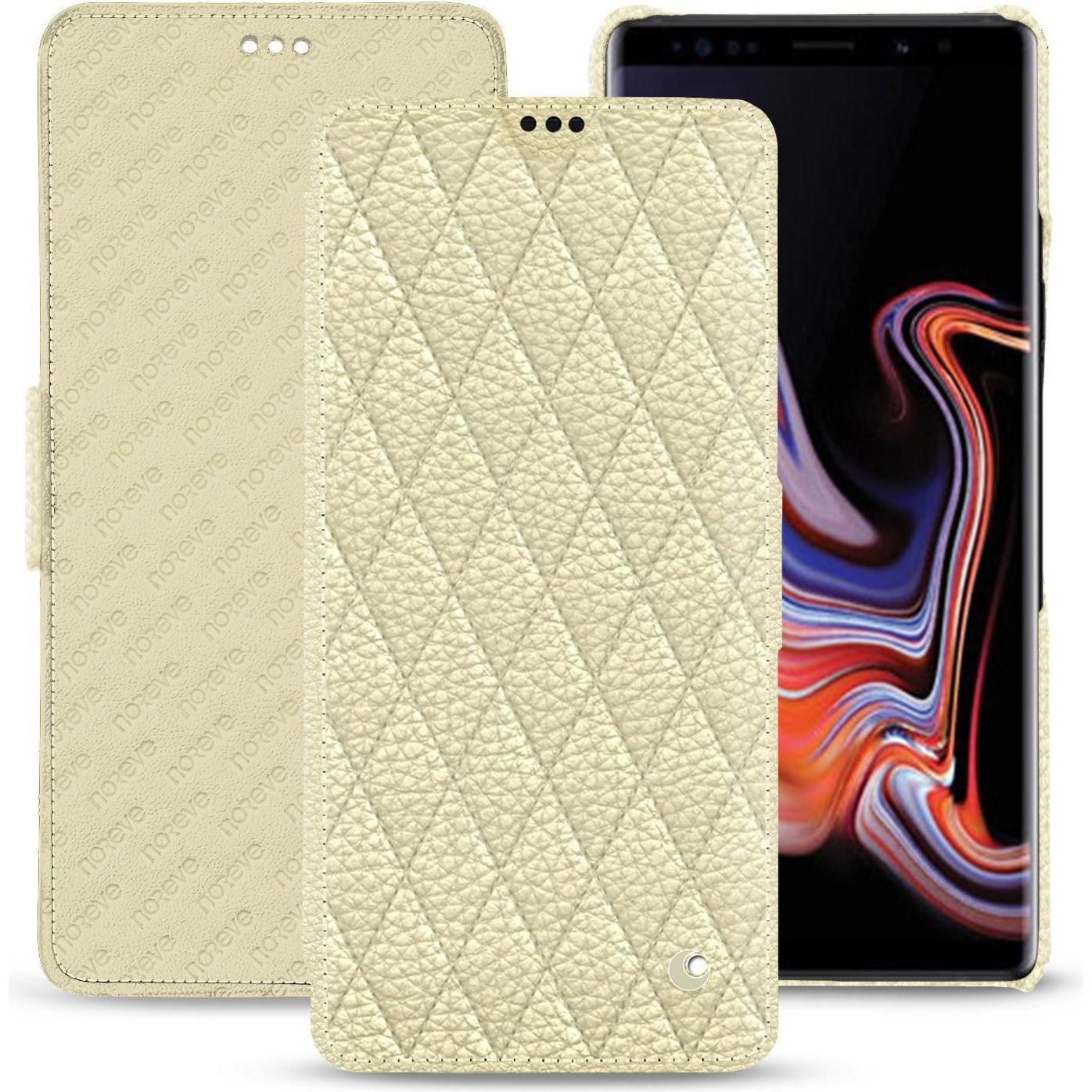 Noreve Lederschutzhülle horizontal (Samsung Galaxy Note 9), Smartphone Hülle, Beige