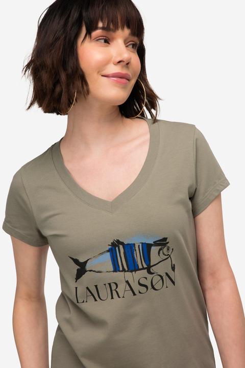 Produktbild Laurasøn T-Shirt, Fisch Motiv, V-Ausschnitt, Halbarm (S)